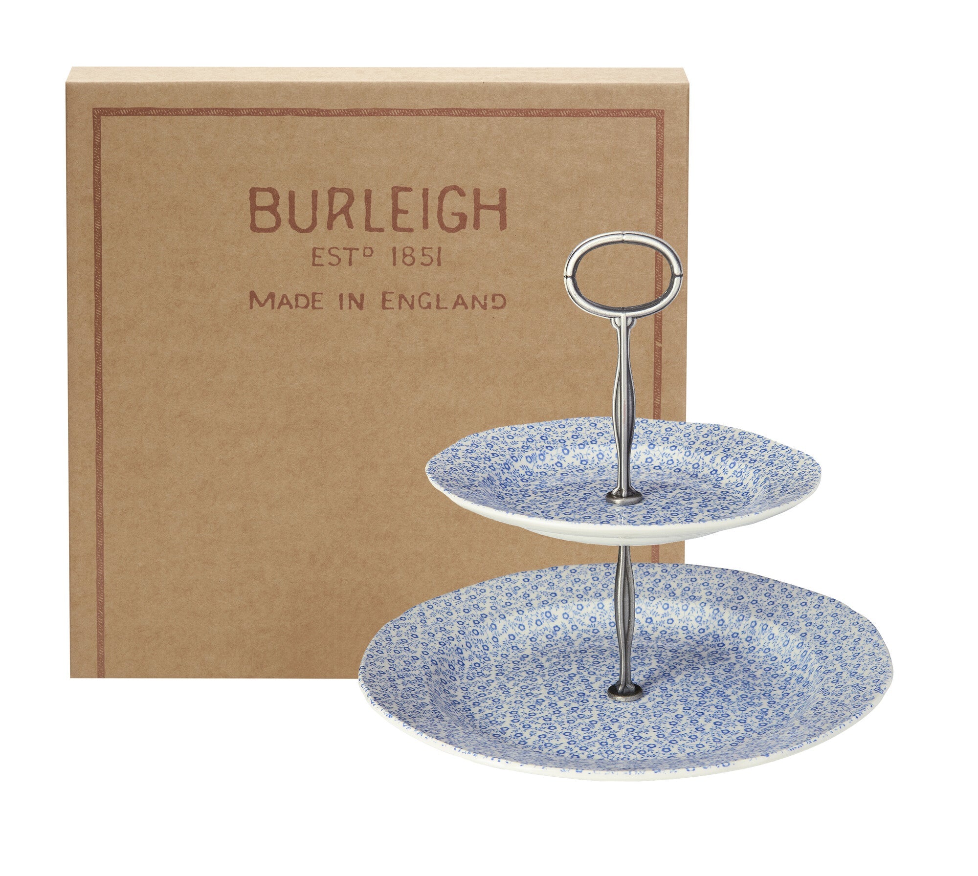 Burleigh Pale Blue Felicity 2 Tier Cake Stand Gift Box