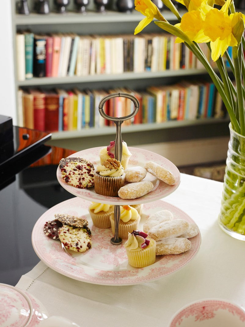 Burleigh Pink Asiatic Pheasants 2 Tier Cake Stand Gift Box