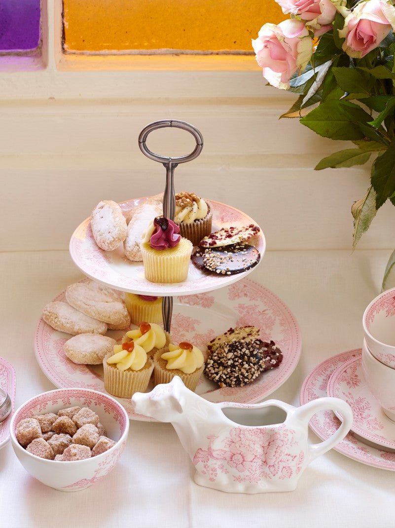 Burleigh Pink Asiatic Pheasants 2 Tier Cake Stand Gift Box