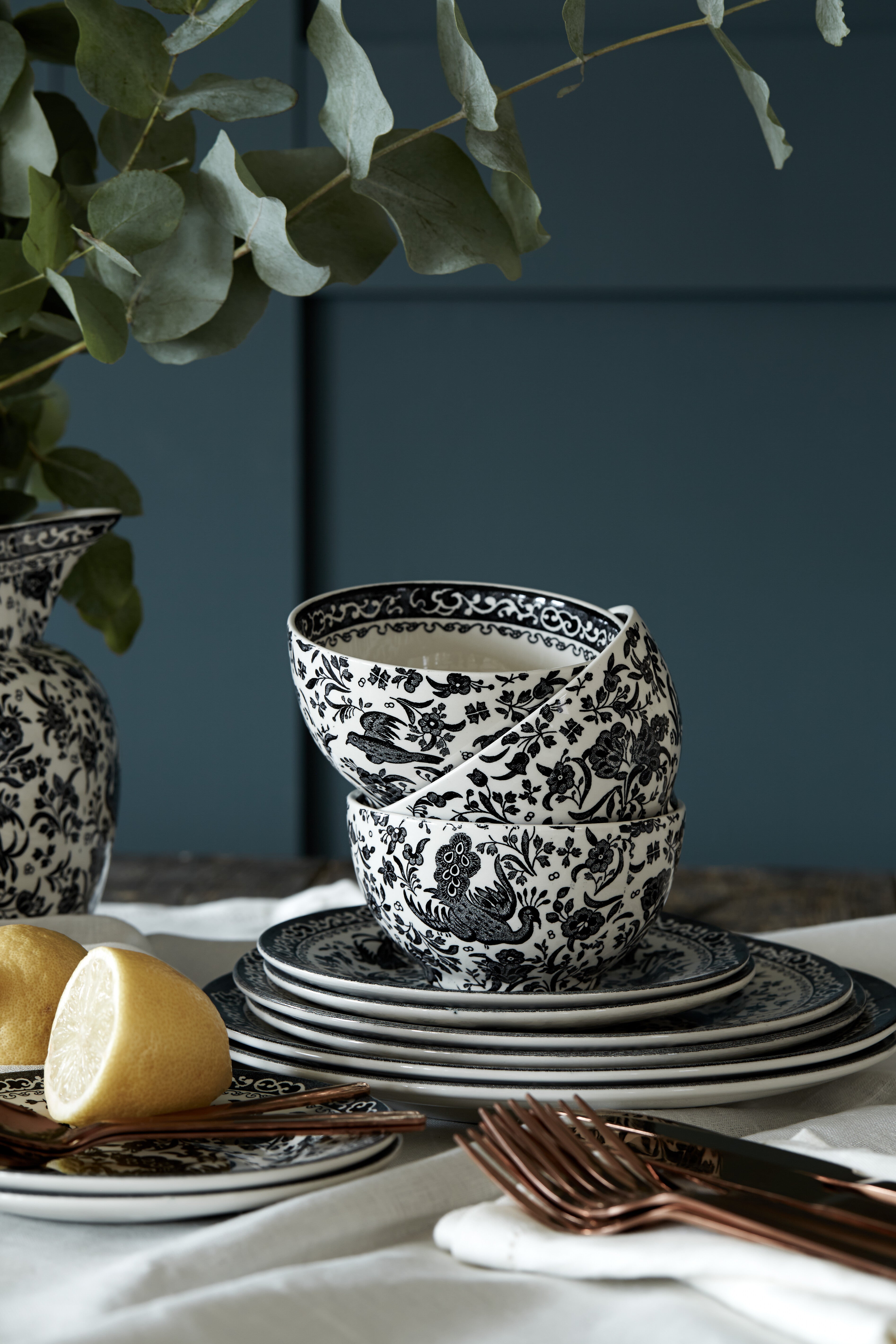 Burleigh Black Regal Peacock Mini Footed Bowl 12cm/5