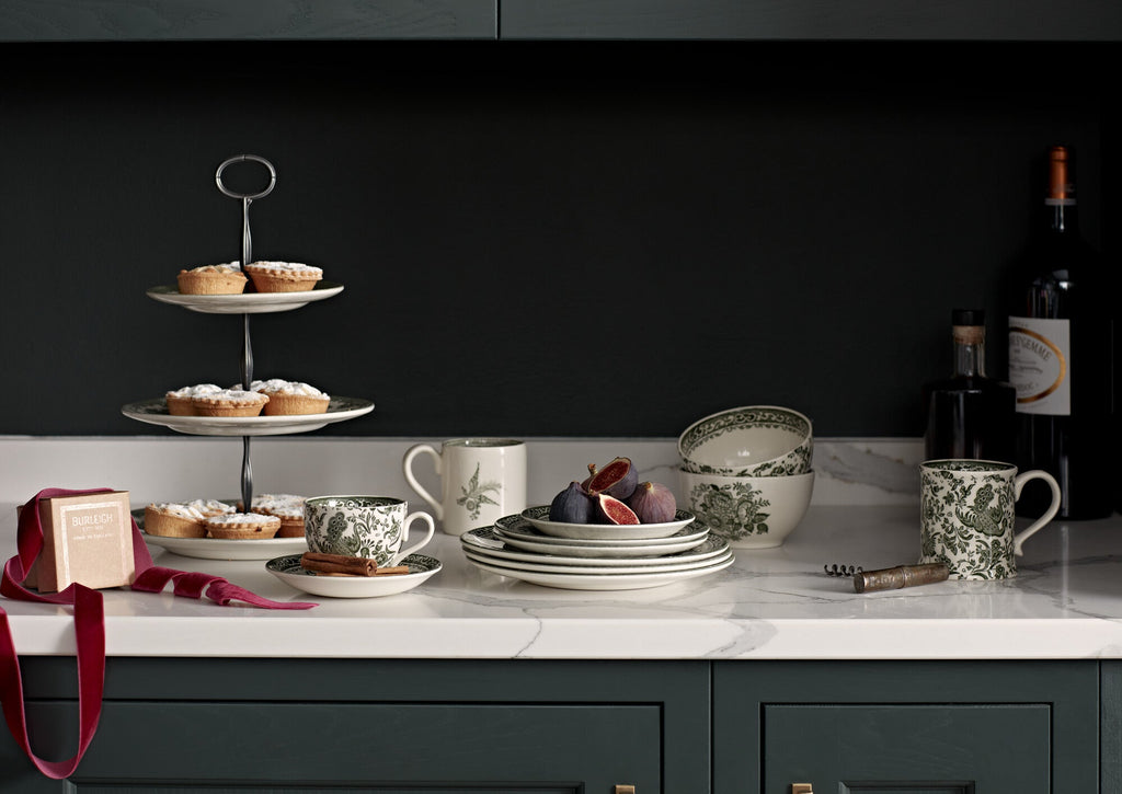 Burleigh Green Regal Peacock 2 Tier Cake Stand Gift Boxed