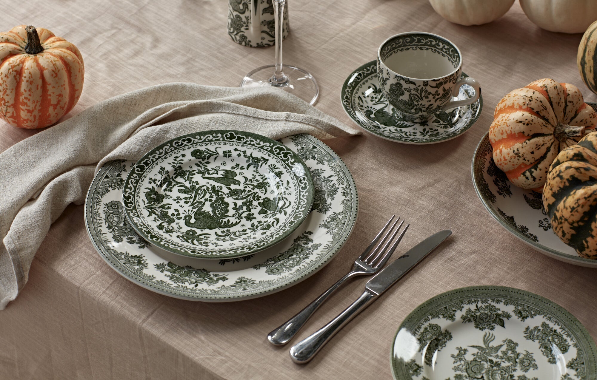 Burleigh Green Regal Peacock Teacup 187ml/ 0.33pt
