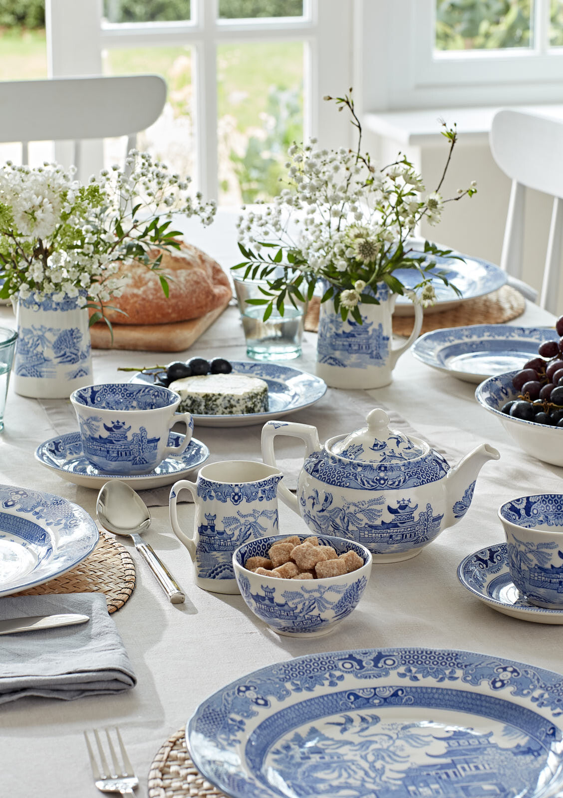 Burleigh Torquay Blue Willow Sugar Bowl 9.5cm/4"