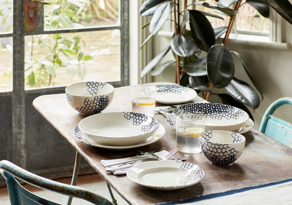 Burleigh Ink Blue Pollen Pasta Bowl 23cm