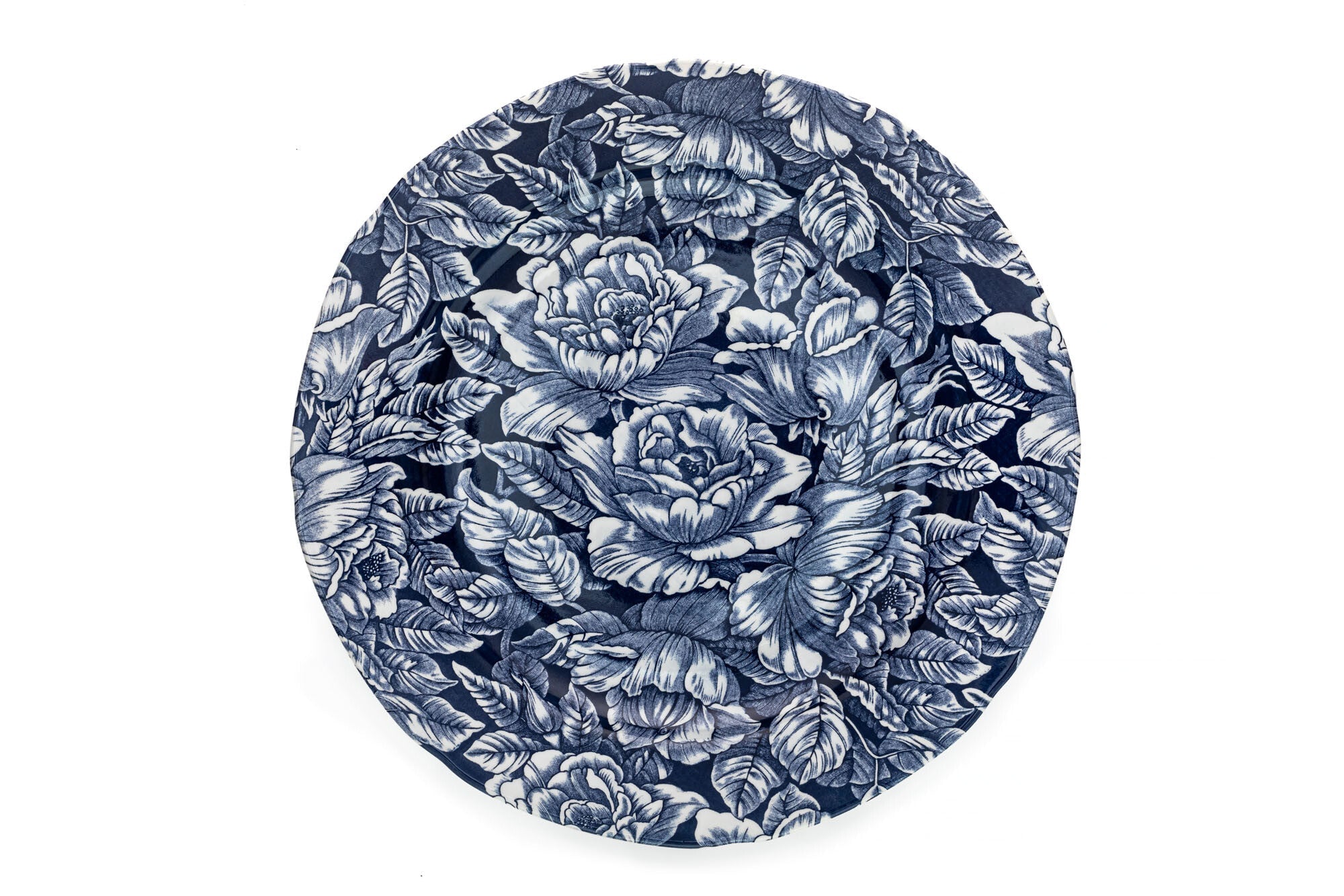 Burleigh Ink Blue Hibiscus Plate 26.5cm