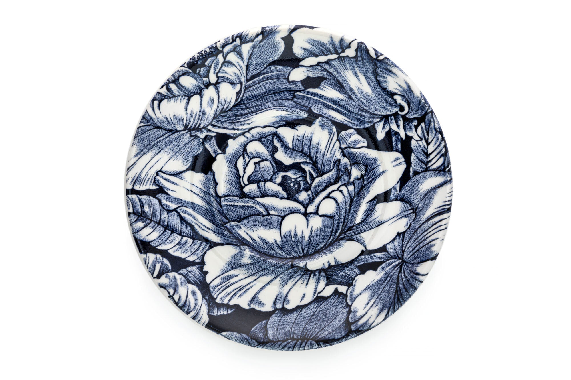 Burleigh Ink Blue Hibiscus Coffee Saucer