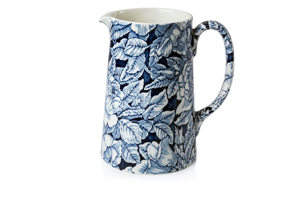 Burleigh Ink Blue Hibiscus Tankard Jug 1.1L/ 2pt