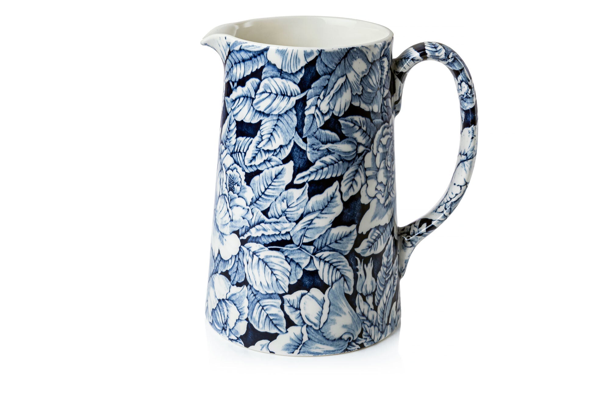 Burleigh Ink Blue Hibiscus Tankard Jug 1.1L/ 2pt