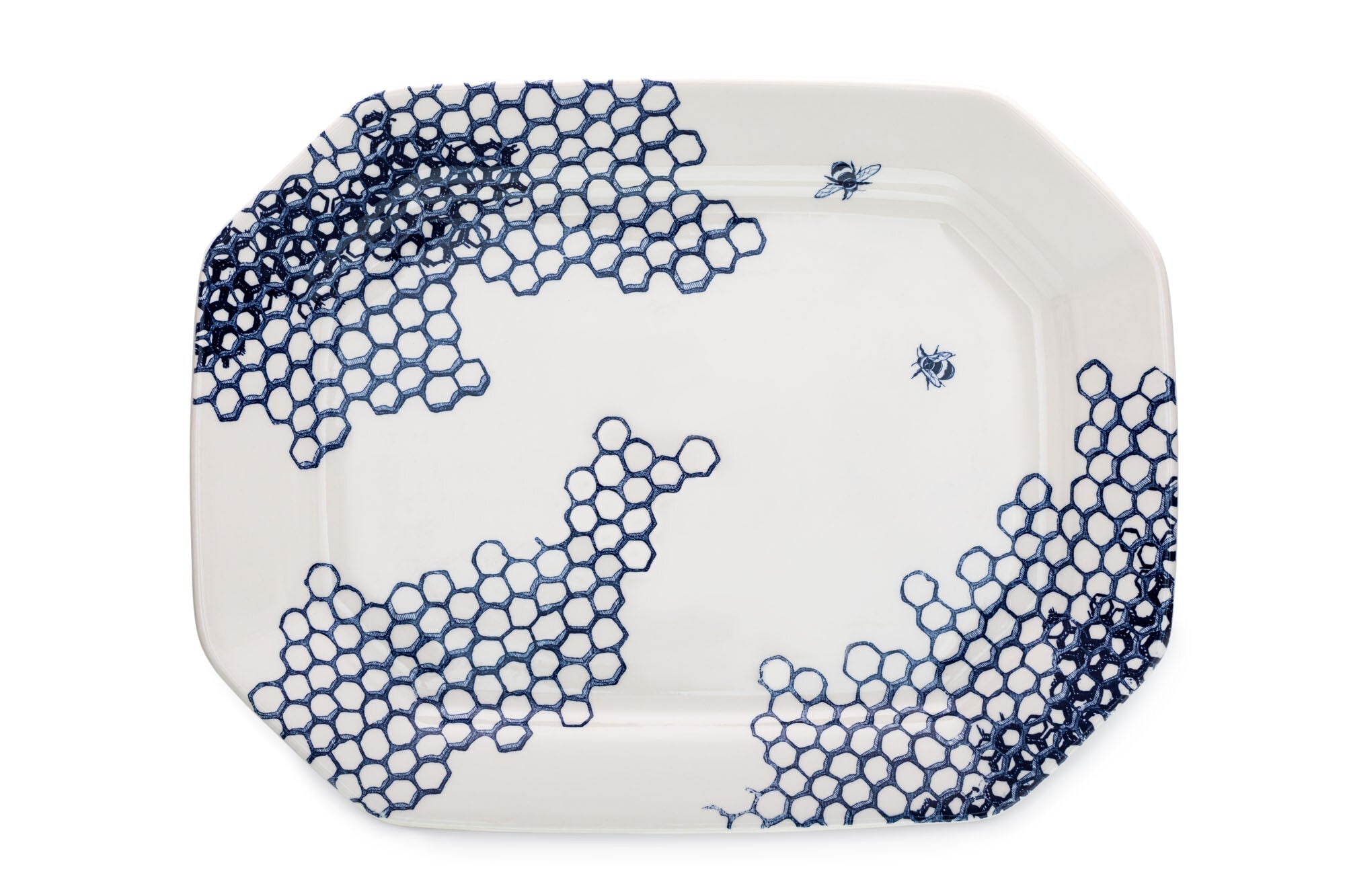 Burleigh Ink Blue Pollen Rectangular Platter 34cm