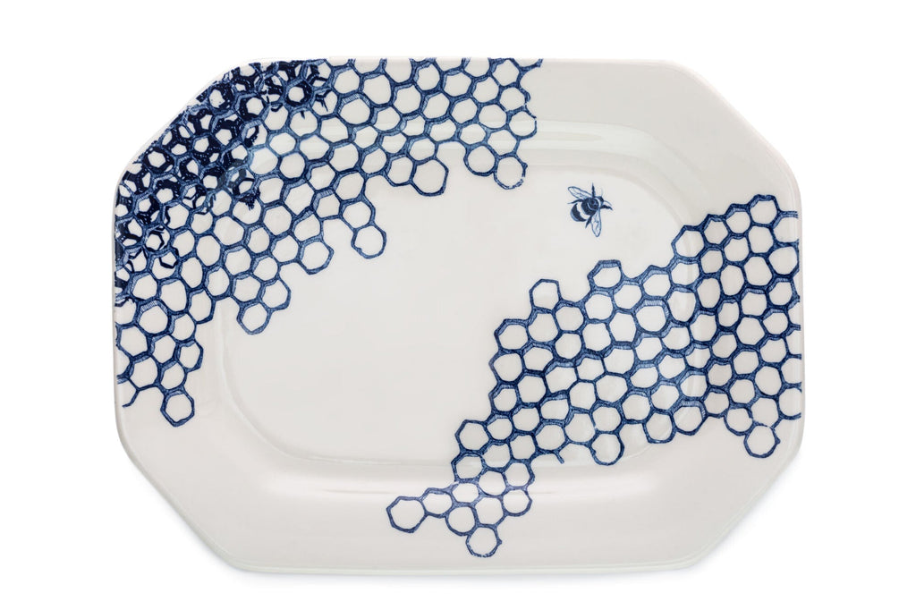 Burleigh Ink Blue Pollen Rectangular Platter 25cm