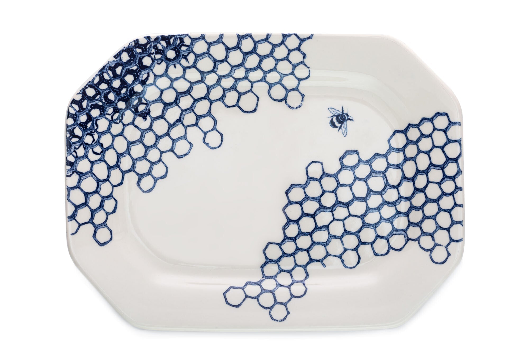 Burleigh Ink Blue Pollen Rectangular Platter 25cm