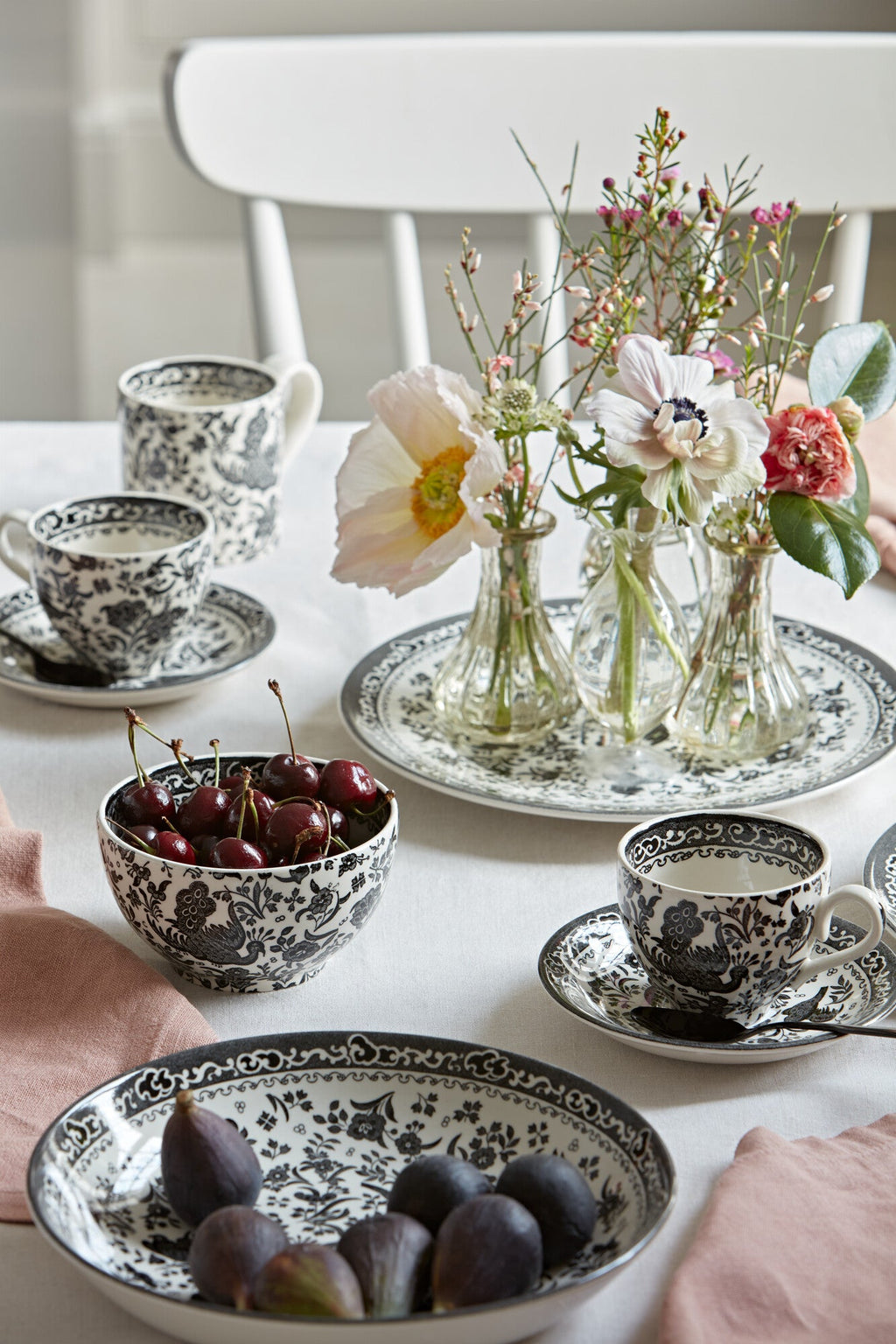 Burleigh Black Regal Peacock Teacup & Saucer
