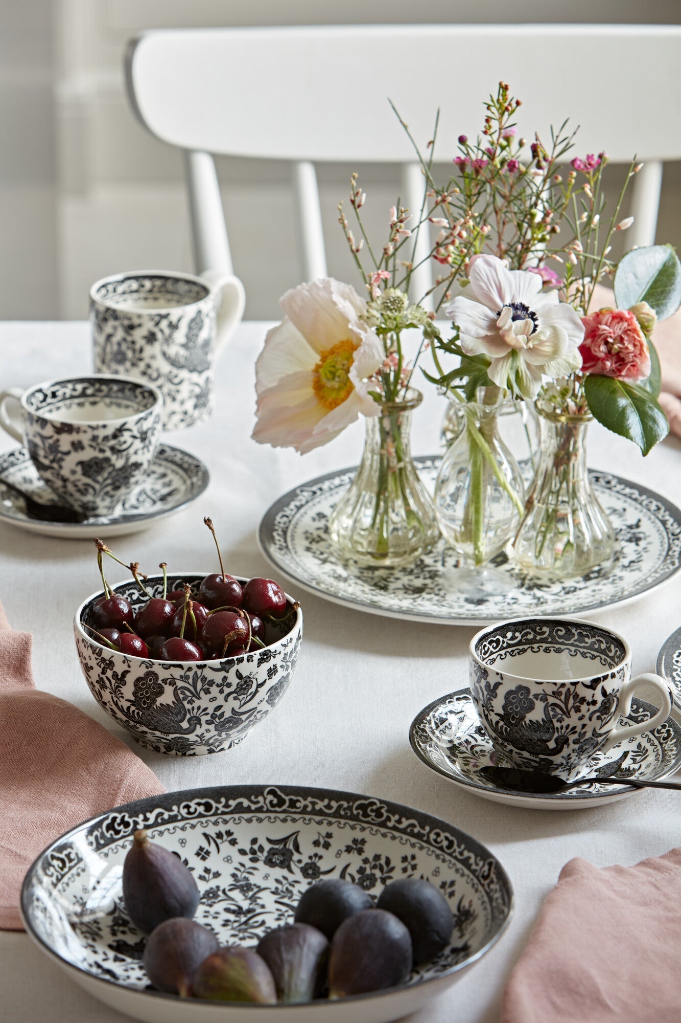 Burleigh Black Regal Peacock Teacup & Saucer