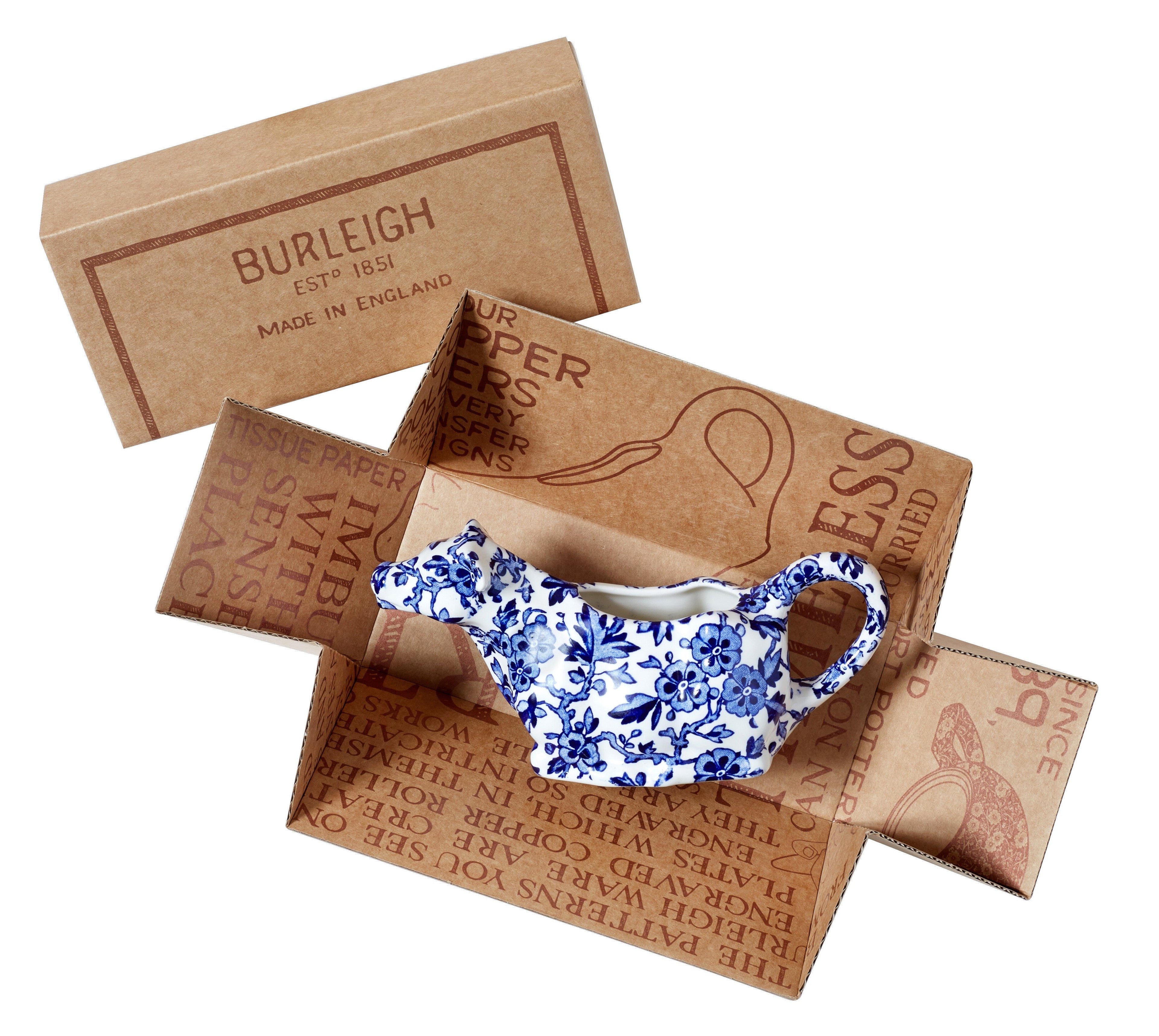 Burleigh Blue Arden Cow Creamer 150ml Gift Box