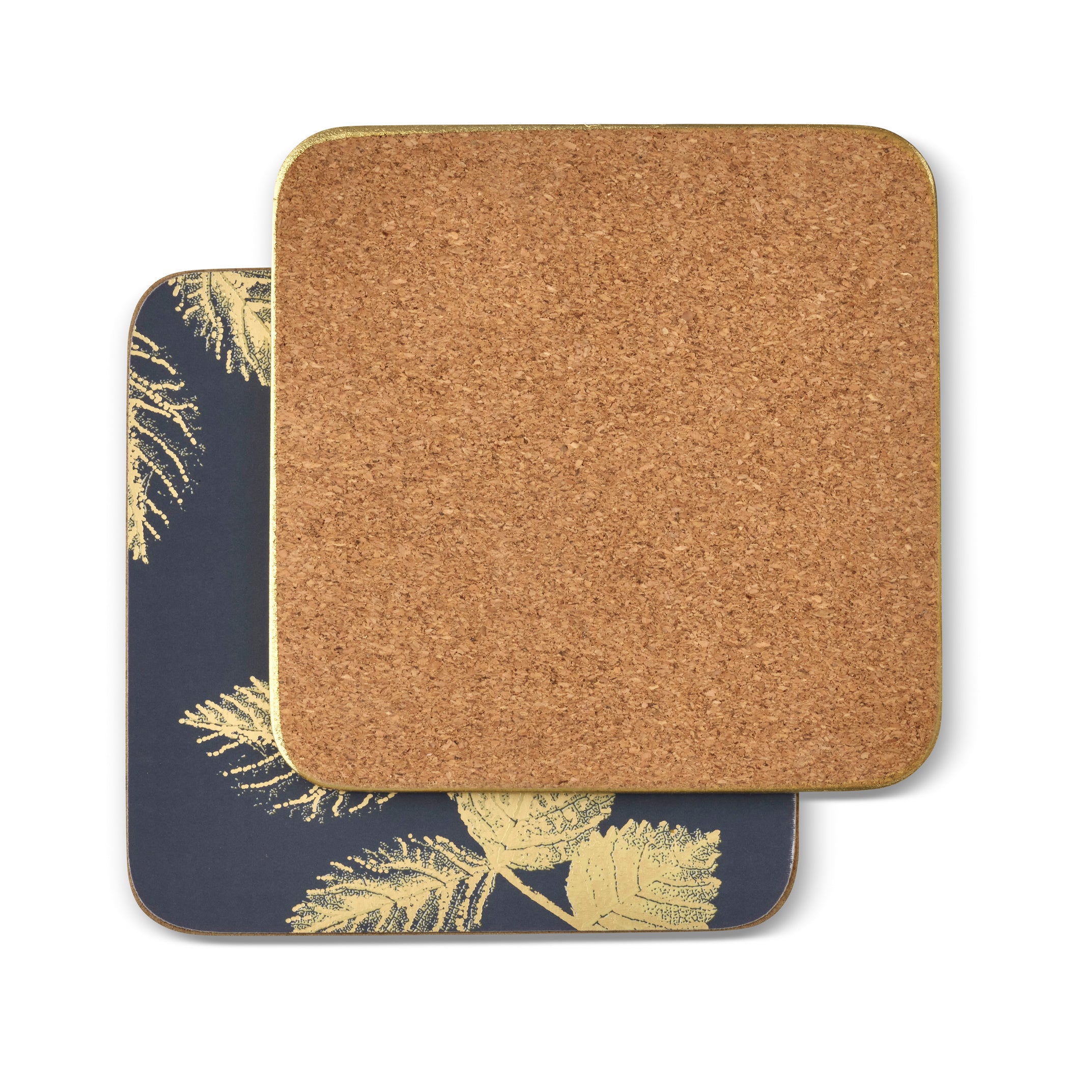 Etched Leaves Coasters S/6 - Navy (s) 10.5 x 10.5cm Boxed Set