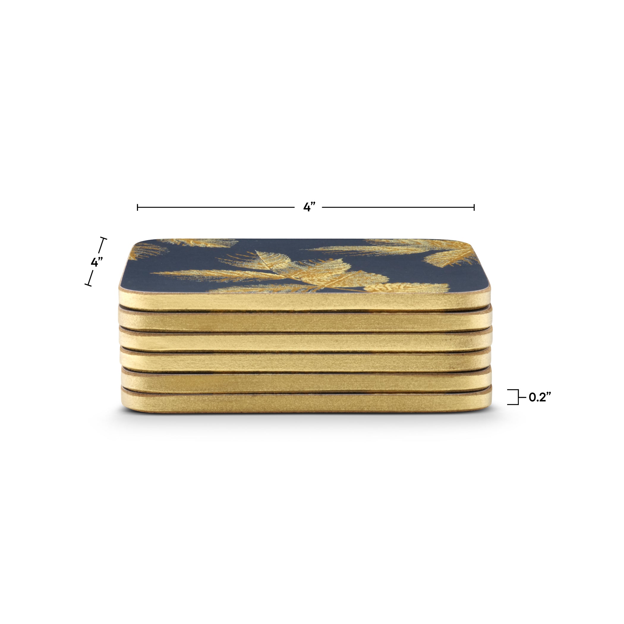 Etched Leaves Coasters S/6 - Navy (s) 10.5 x 10.5cm Boxed Set