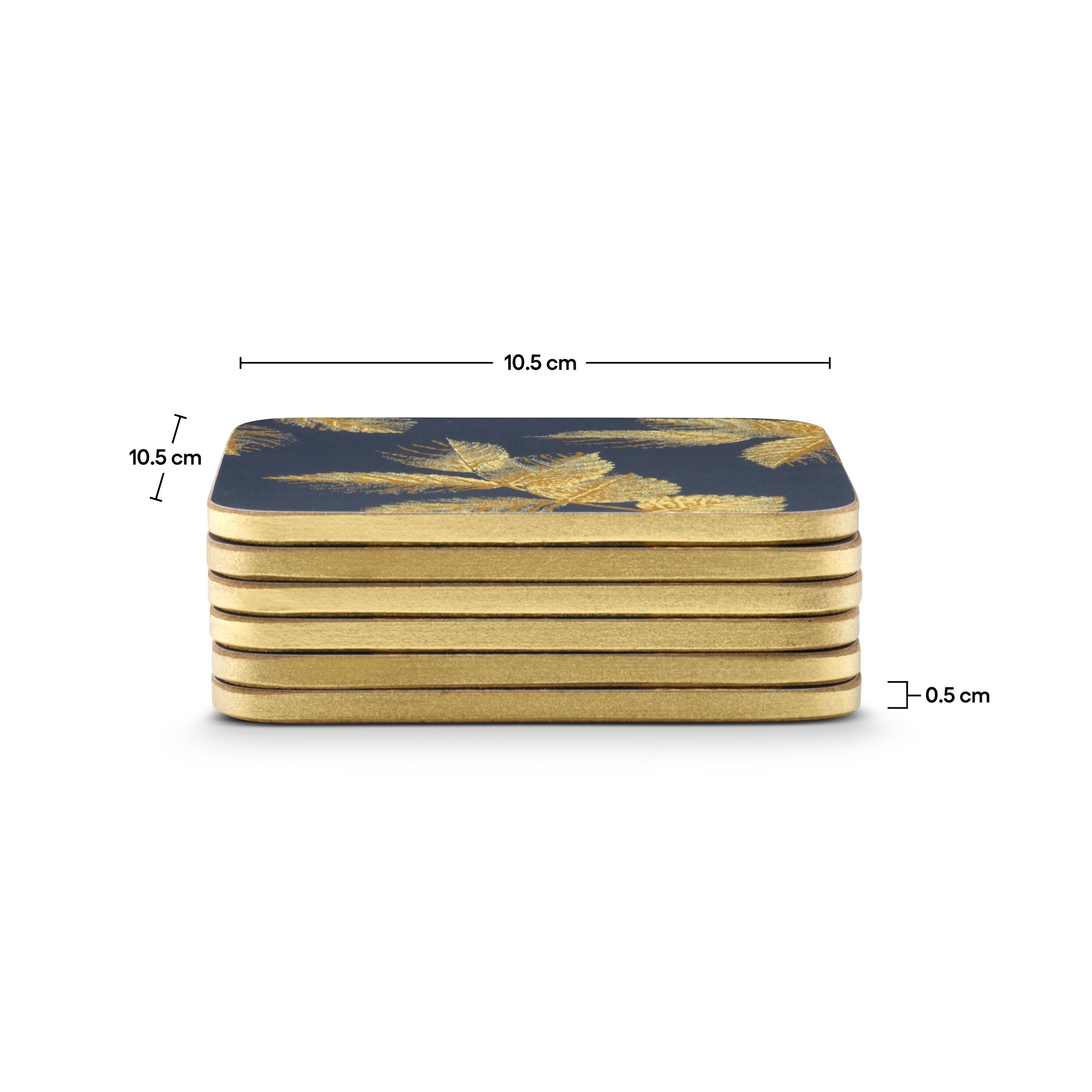 Etched Leaves Coasters S/6 - Navy (s) 10.5 x 10.5cm Boxed Set