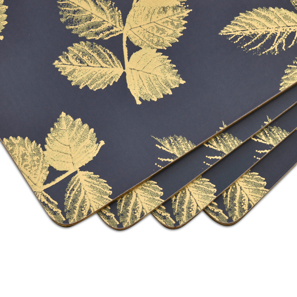 Etched Leaves Placemats S/4 - Navy (s) 40.1 x 29.8cm Boxed Set