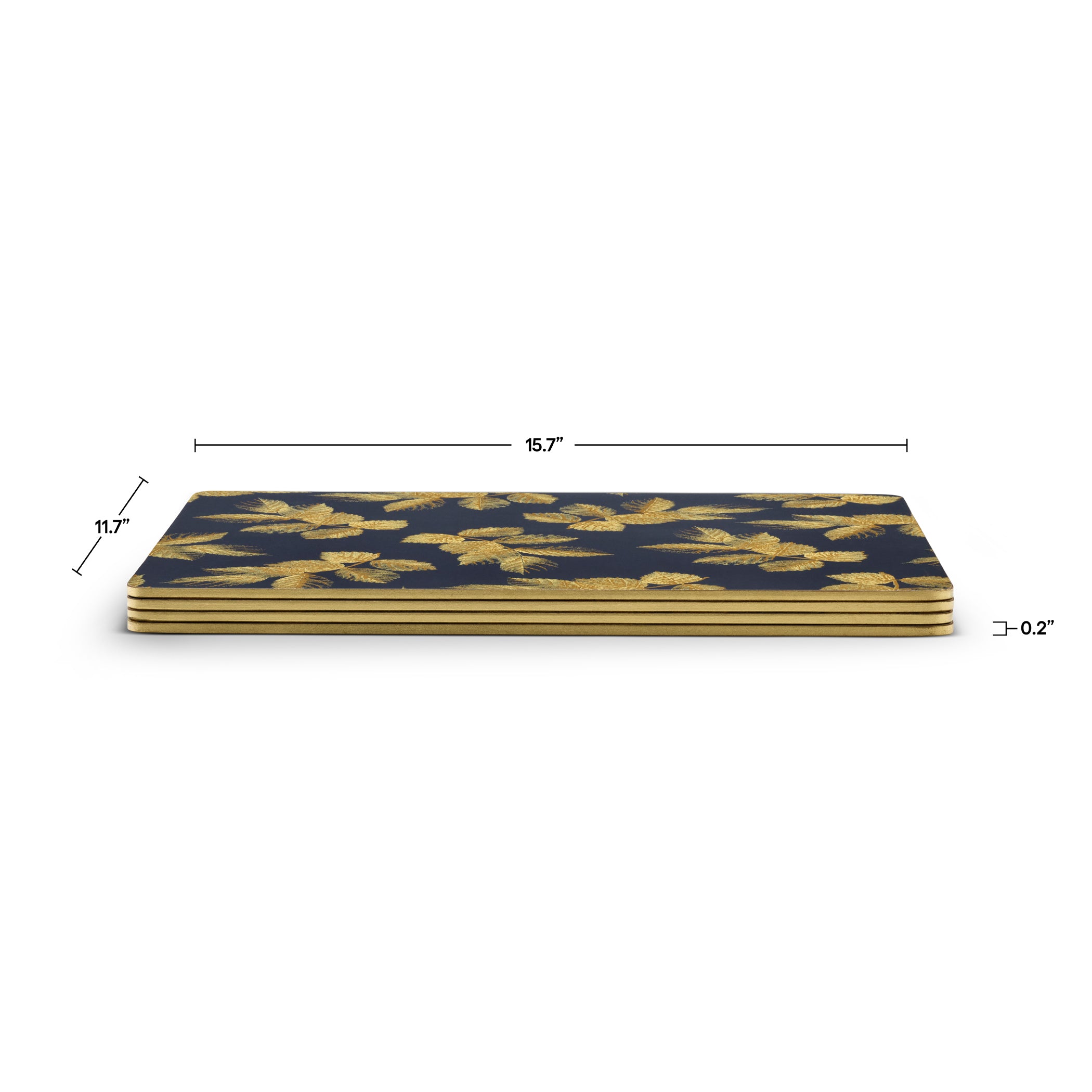 Etched Leaves Placemats S/4 - Navy (s) 40.1 x 29.8cm Boxed Set