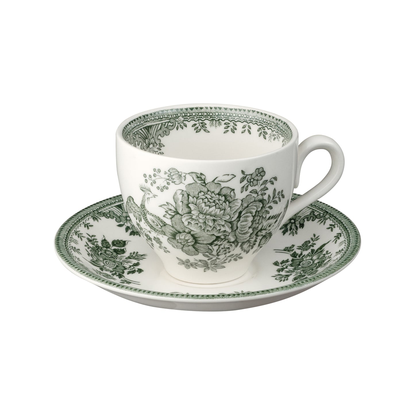 Burleigh Green Asiatic Pheasants Teacup & Saucer