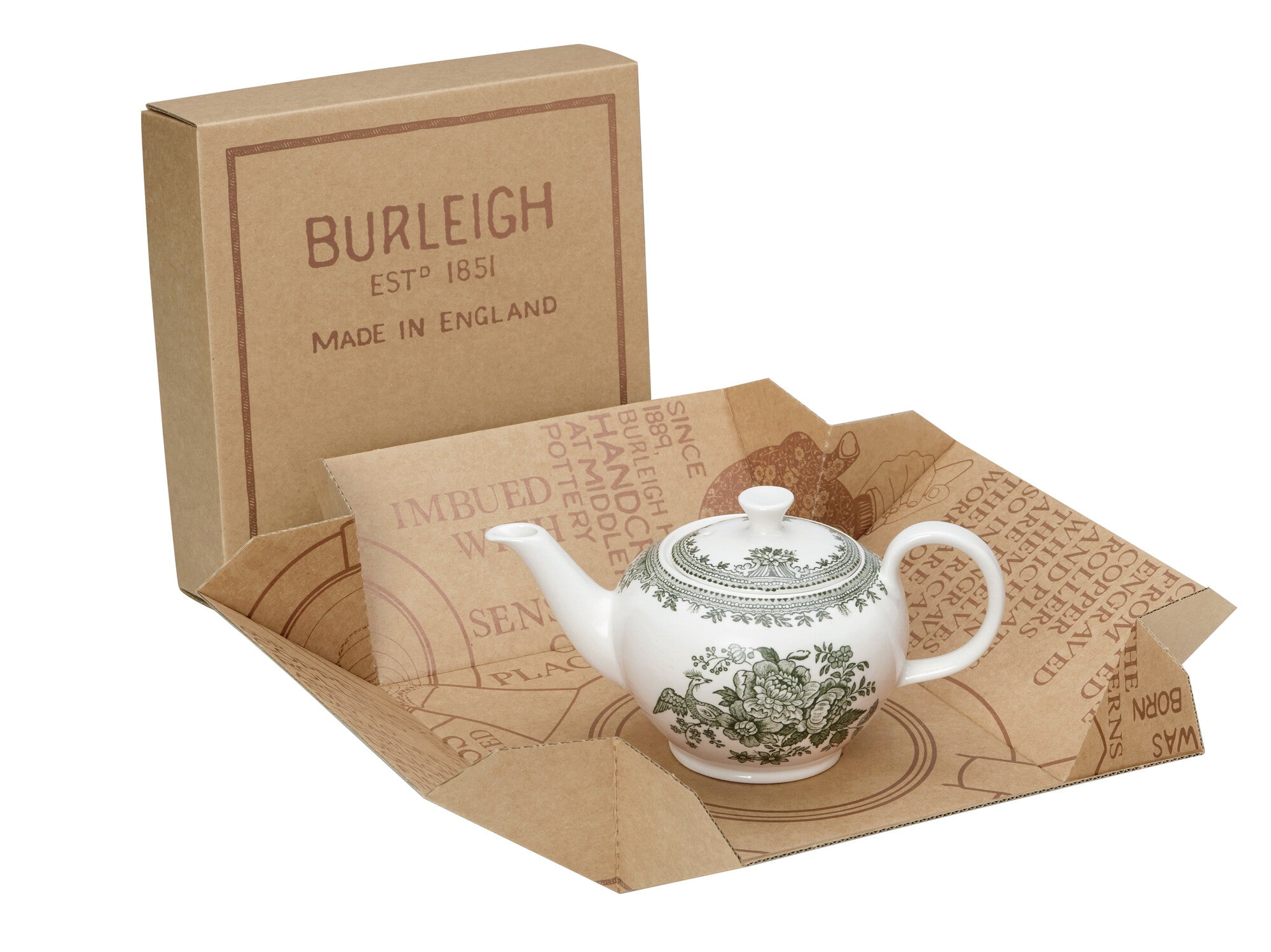Burleigh Green Asiatic Pheasants Small Teapot Gift Set, 3-4 Cup 400ml/0.75pt