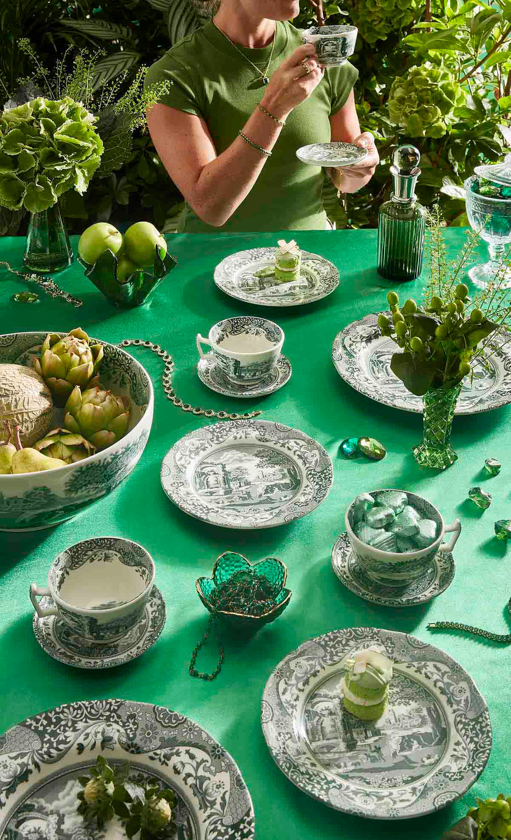 Spode Heritage Green Italian Teacup & Saucer 0.2L/7fl.oz