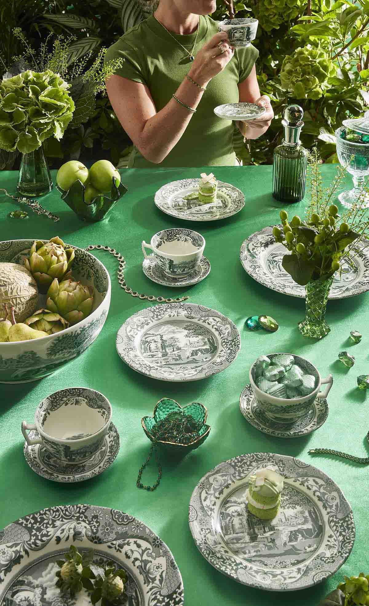 Spode Heritage Green Italian Teacup & Saucer 0.2L/7fl.oz