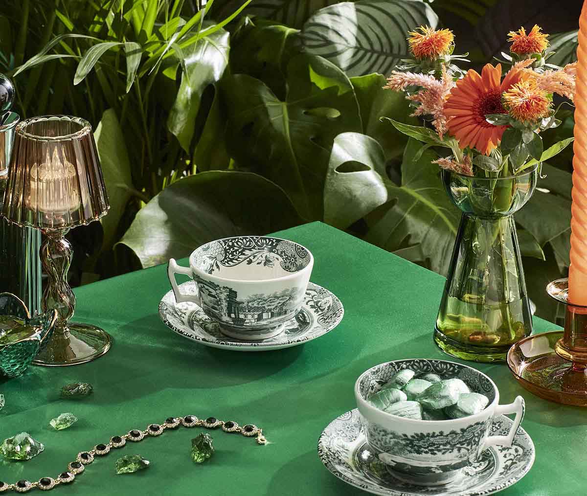 Spode Heritage Green Italian Teacup & Saucer 0.2L/7fl.oz