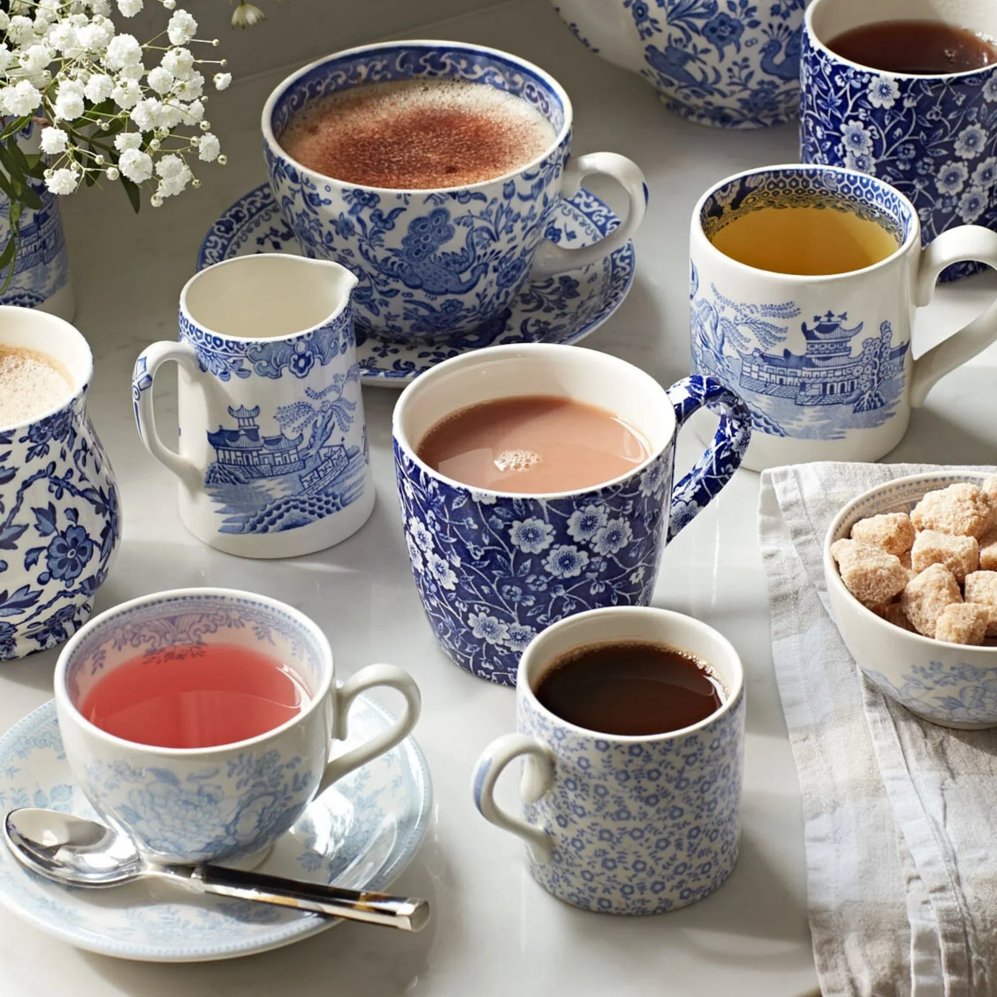 Burleigh Blue Asiatic Pheasants Breakfast Cup 3 Piece Gift Set