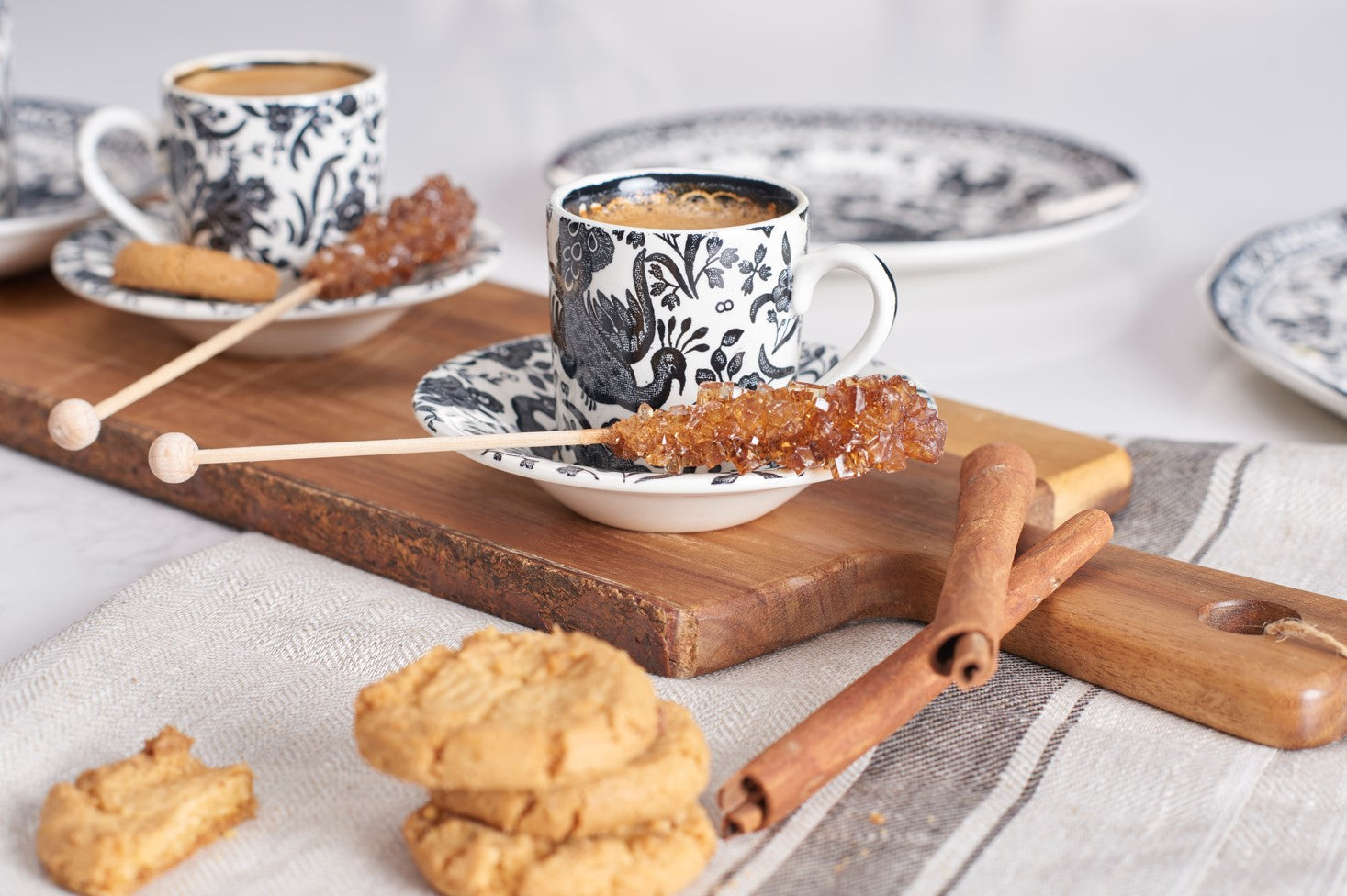 Burleigh Black Regal Peacock Espresso Saucer