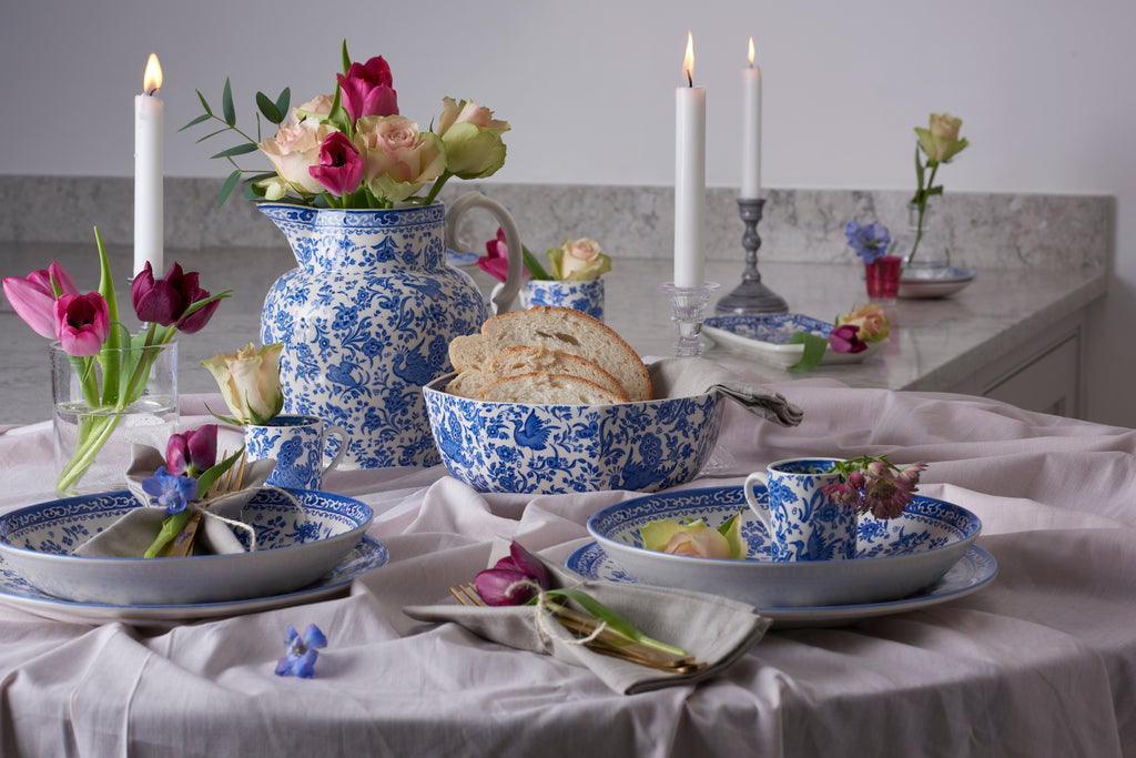 Burleigh Blue Regal Peacock Octagonal Bowl Medium 20.5cm