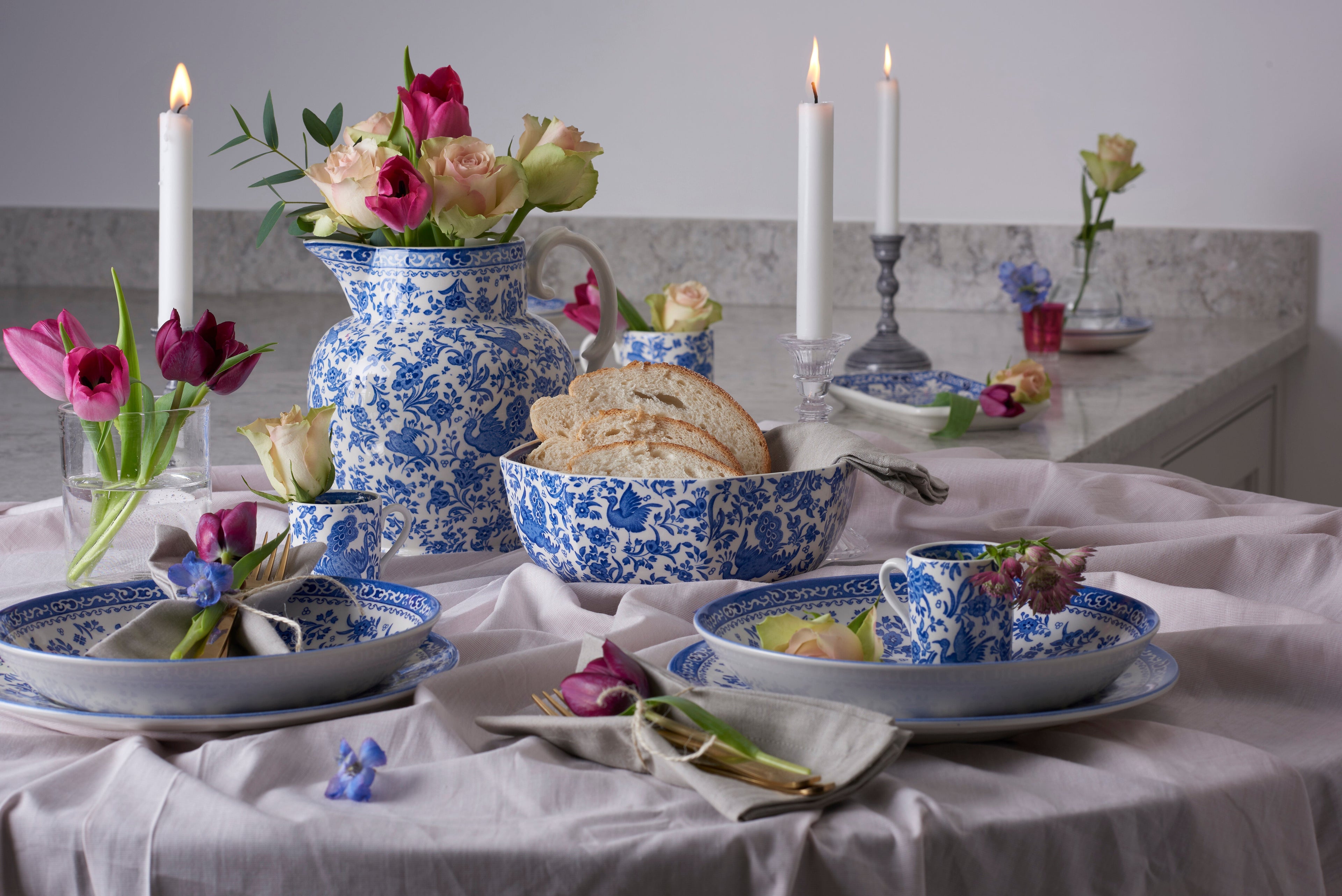 Burleigh Blue Regal Peacock Octagonal Bowl Medium 20.5cm