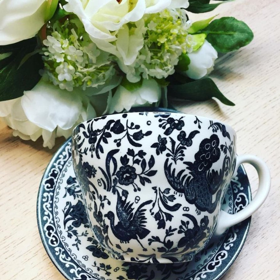 Burleigh Black Regal Peacock Breakfast Saucer