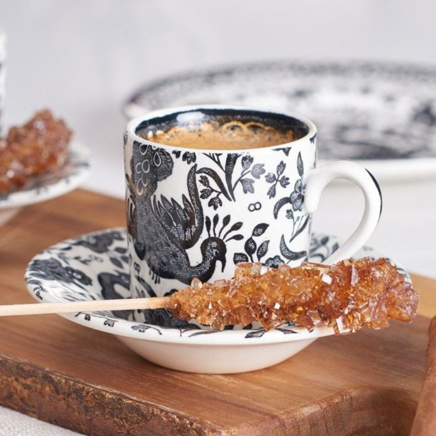 Burleigh Black Regal Peacock Espresso Saucer