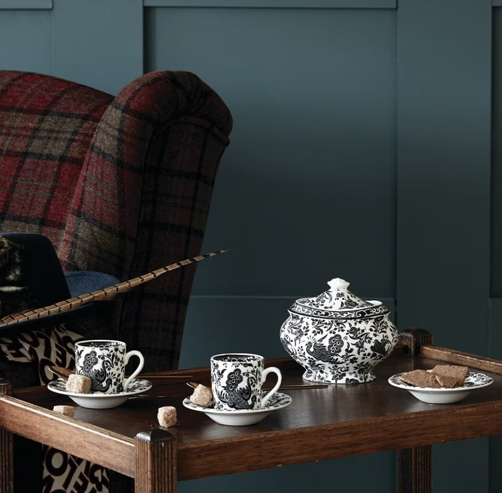 Burleigh Black Regal Peacock Espresso Saucer