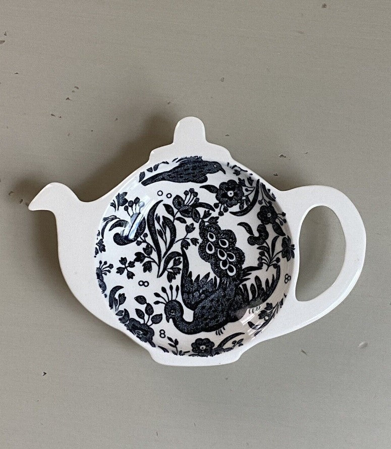 Burleigh Black Regal Peacock Mini Teapot Tray