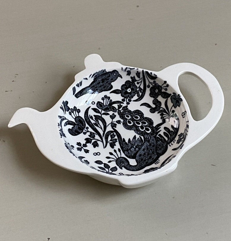 Burleigh Black Regal Peacock Mini Teapot Tray