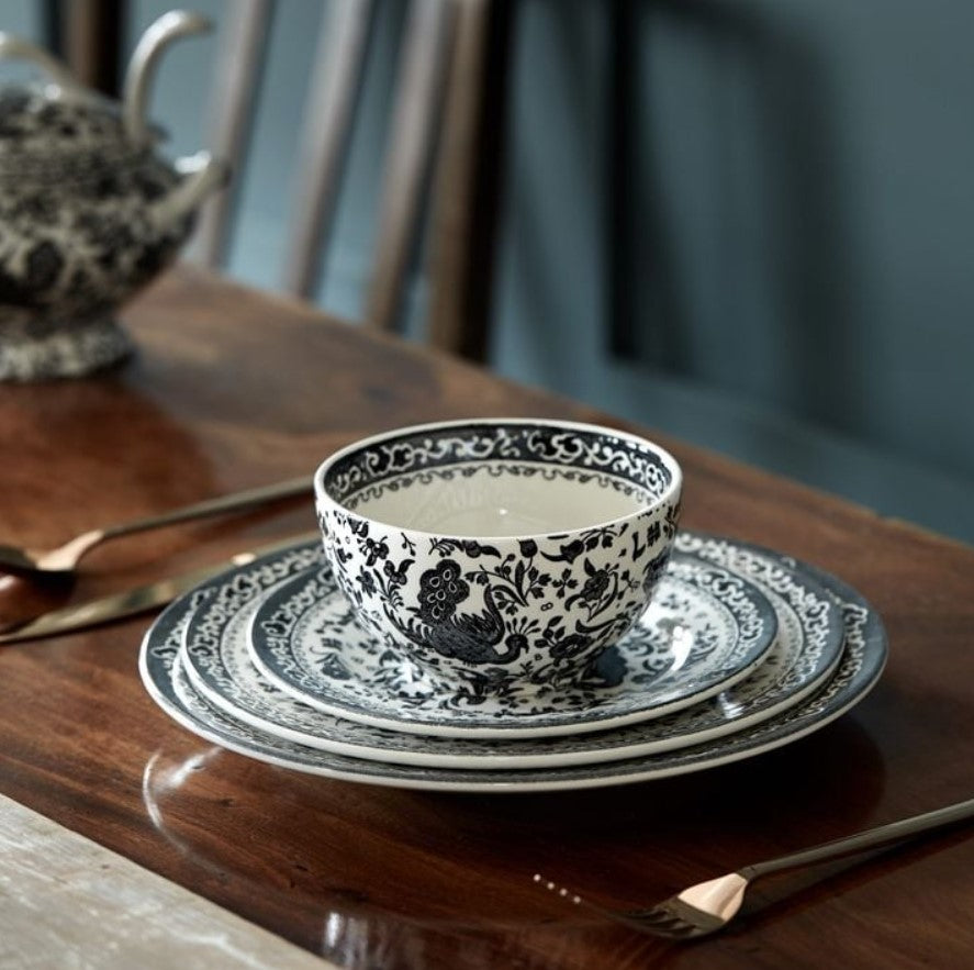 Burleigh Black Regal Peacock Plate 17.5cm/7"