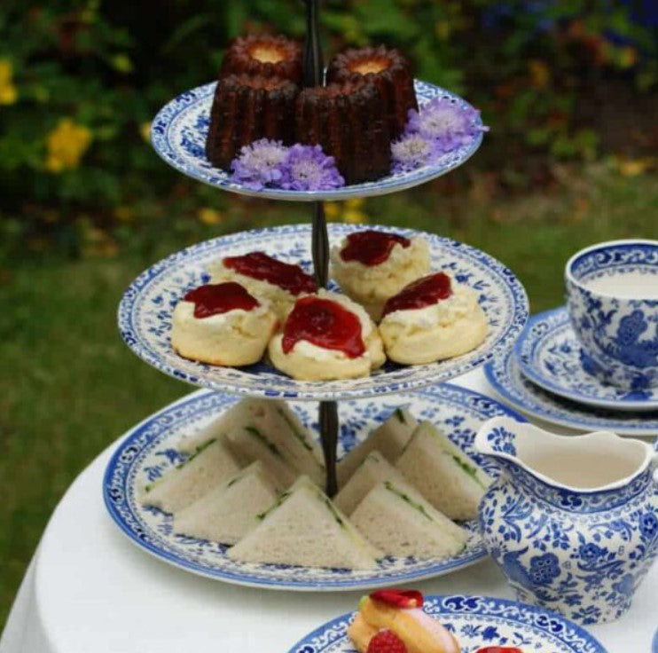 Burleigh Blue Regal Peacock 3 Tier Cake Stand Gift Boxed (17.5cm, 22cm, 25cm)