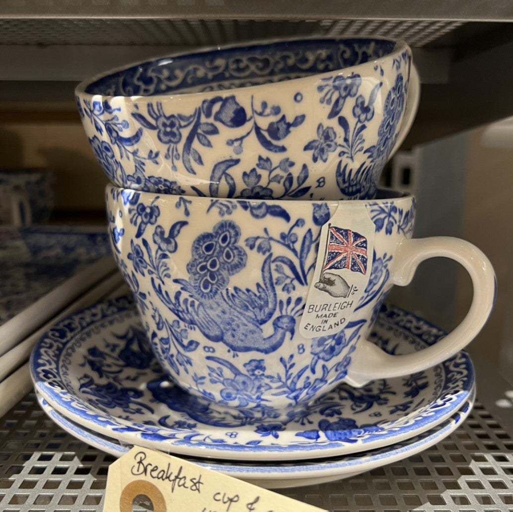 Burleigh Blue Regal Peacock Breakfast Cup 3- Piece Gift Set
