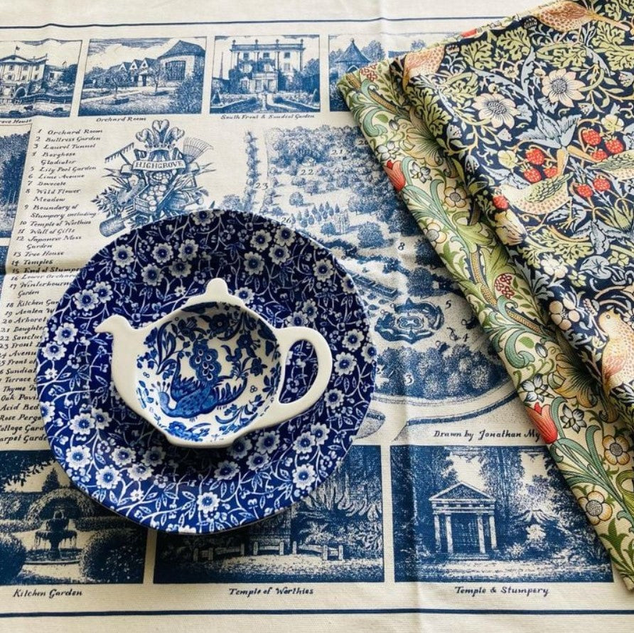 Burleigh Blue Regal Peacock Mini Teapot Tray