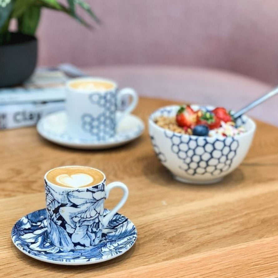 Burleigh Ink Blue Hibiscus Coffee cup 175ml