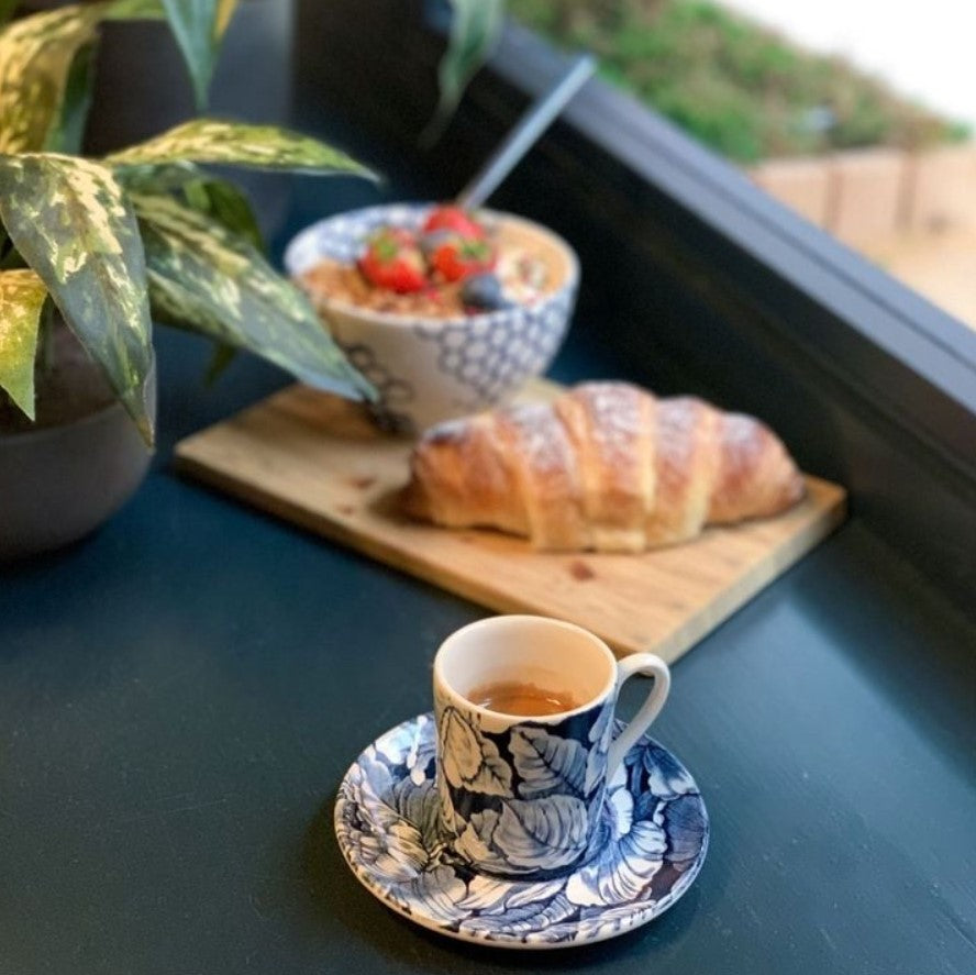 Burleigh Ink Blue Hibiscus Coffee Saucer