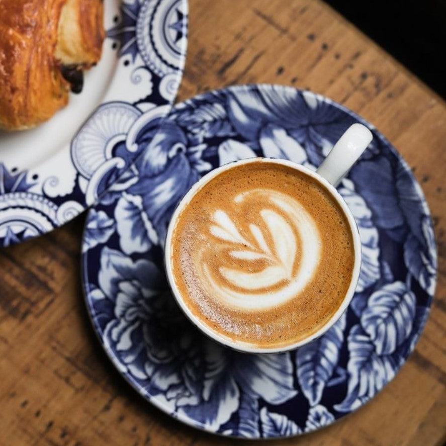 Burleigh Ink Blue Hibiscus Coffee Saucer