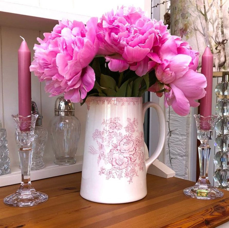 Burleigh Pink Asiatic Pheasants Tankard Jug Medium 568ml/1pt