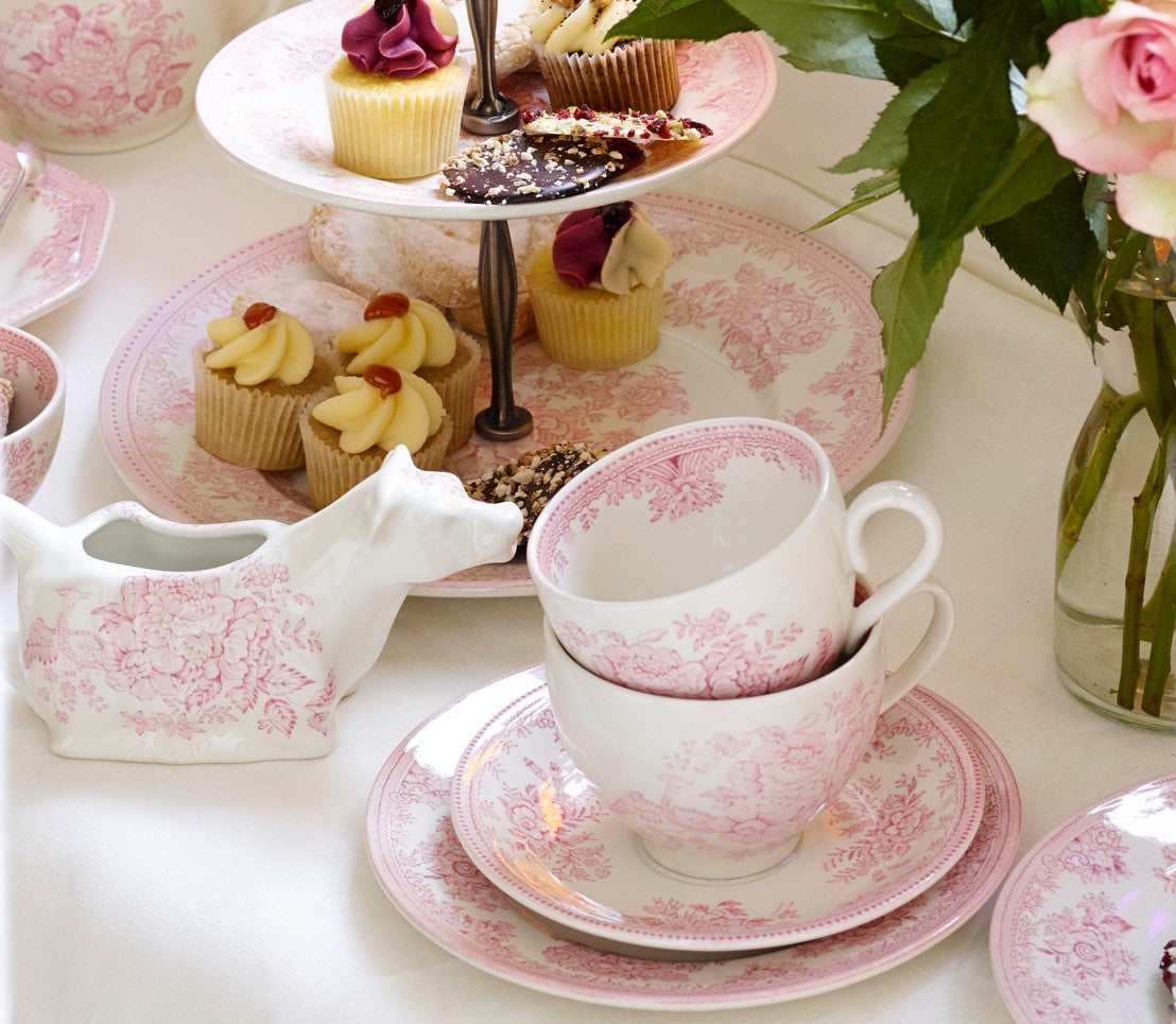 Burleigh Pink Asiatic Pheasants Teacup 3Piece Gift Set