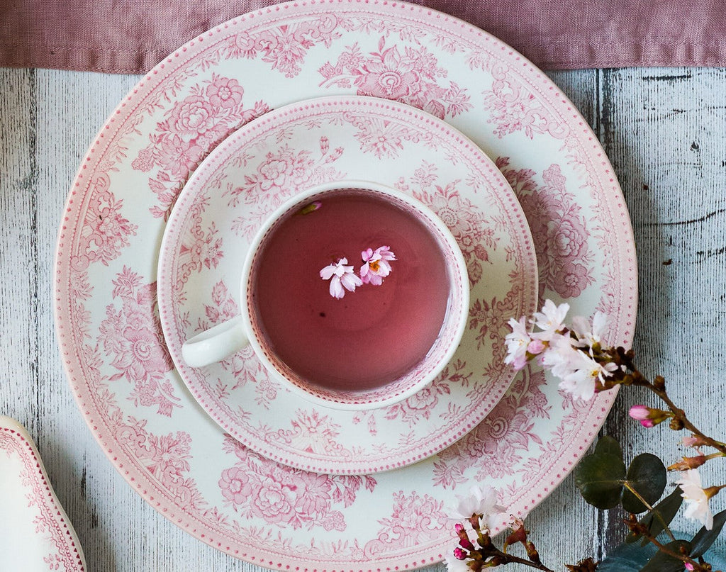 Burleigh Pink Asiatic Pheasants Teacup 3Piece Gift Set