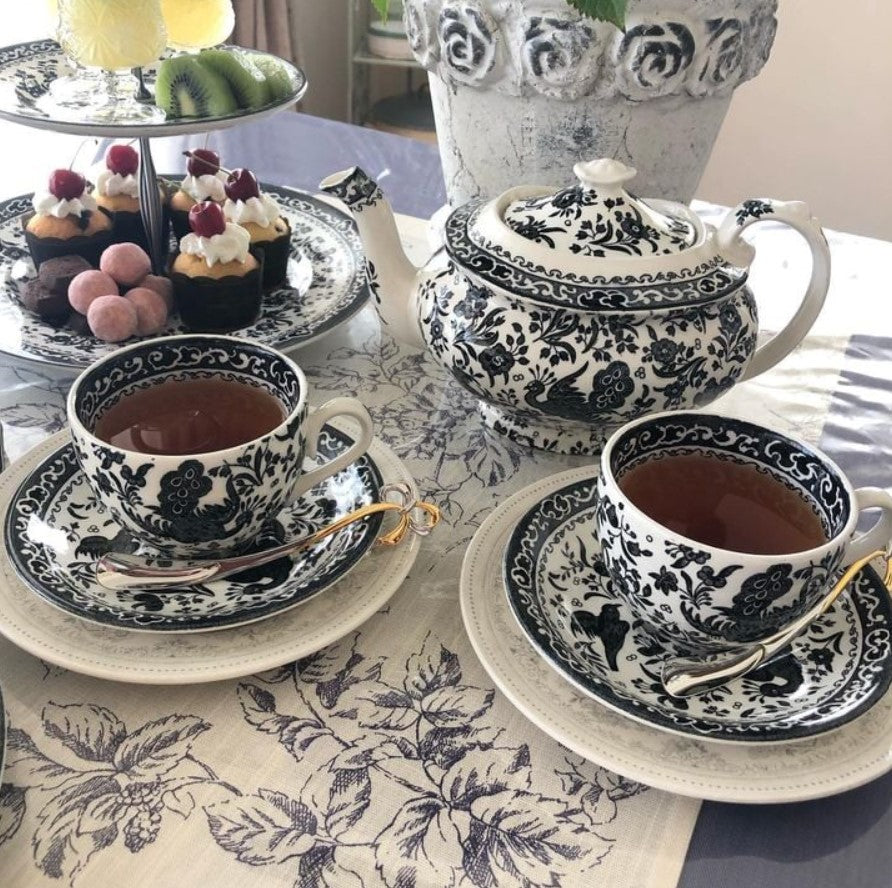 Burleigh Black Regal Peacock Tea Cup 187ml