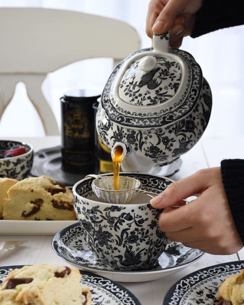 Burleigh Black Regal Peacock Breakfast Saucer