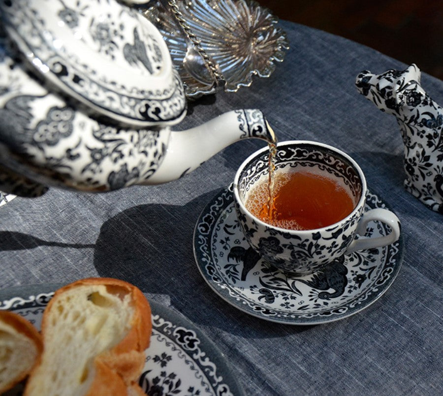 Burleigh Black Regal Peacock Tea Cup 187ml